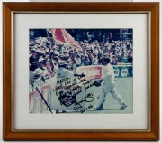 Large-format photograph depicting all the teams to the Benson & Hedges World Cup 1992, photographed in front of the Sydney Opera House and Harbour Bridge (framed and glazed, 56 x 53cm overall), together with a framed presentation depicting Border's 1993 c - 4
