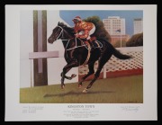 CHAMPION AUSTRALIAN THOROUGHBREDS: Group of ten c. 1980s prints of works by artist and Christian Brother Patrick Dennehy, all signed at lower right, comprising Manikato (3), Maori's Idol (3), Kingston Town (2), and Tulloch (2); all 31 x 41cm. - 3
