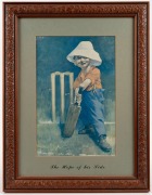 Group of six framed or mounted items including a reproduction front cover depicting Bradman "The Man of a Century" with his signature and others. - 5