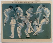 Group of six framed or mounted items including a reproduction front cover depicting Bradman "The Man of a Century" with his signature and others. - 6