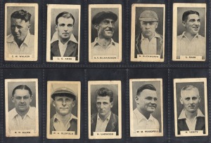 305 · 1932 GODFREY PHILLIPS (B.D.V.): "Test Cricketers" complete set [38], noted Don Bradman, Bill Ponsford, and Clarrie Grimmett; mixed condition.