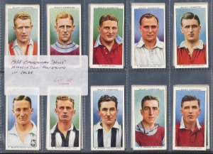 265 · 1929-1938 W.D. & H.O. WILLS: Group comprising 1929 "Cricketers - 2nd Series" complete set [50] (x2), together with 1938 "Association Footballers" complete set [50]; VF/EF. (150 items)