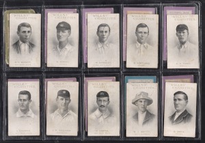 282 · 1911 WILLS'S (CAPSTAN/VICE REGAL/HAVELOCK): "Australian And English Cricketers" part-set [56/59], plus 58 duplicates; mixed condition. (114 items)