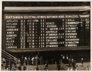 THE BODYLINE SERIES - THE MELBOURNE TEST MATCH - AUSTRALIA'S ONLY WIN Six original "Herald Feature Service" press photographs, all 20 x 25cm format, and each image with copyright stamps and printed explanatory slip affixed verso. Annotations include "O'B - 5