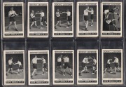 CIGARETTE CARDS: Group comprising 1913 John Player & Sons "Wrestling & Ju-Jitsu" complete set [25] (x2), 1925 Teofani & Co. (Magnums) "Famous Boxers" part-set [7/25], and 1935 Copes Bros. "Boxing Lessons" complete set [25]; mixed condition. (82 items)