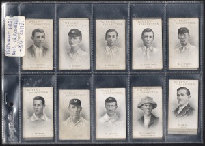 256 · 1911 WILLS'S (VICE REGAL): "Australian And English Cricketers" cigarette cards part-set [50/59]; Fair/Good condition.
