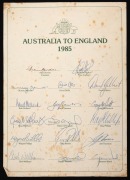 OFFICIAL SIGNED TEAM SHEETS: Group comprising "Australian Team On Tour, 1961", "Australian Team On Tour, 1966-67", "Australian touring cricket team '69/70", "Australia To England 1985"; signatures include those of Richie Benaud, Neil Harvey, Bill Lawry, G - 4