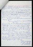 JIM CLEARY: A signed manuscript in Cleary's hand, consisting of two A4 pages wherein he recounts his formative years and the achievements of his playing career. "Was invited to train with Carlton at start of 1933 - but was met on my way to Carlton by Sout - 2