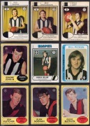 An album containing an unsorted accumulation of approx. 250 Scanlens football cards, mostly good condition, from various years (mostly 1980s), as well as some Select, Ardmona, Atlantic Picture Pageant, Sunicrust, Colourgrams, and others. - 2