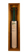 DON BRADMAN - SIGNED CRICKET BAT: Slazenger 'The Bradman' cricket bat, boldly signed on the face in black marker, housed in custom-built glazed wooden display box; height 96cm.