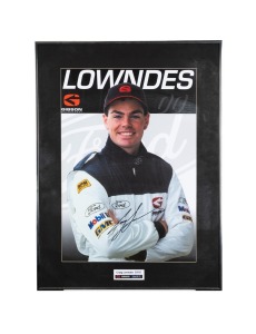 CRAIG LOWNDES: 2001 Gibson Motor Sport publicity poster, signed by Lowndes, framed and glazed, 75 x 56cm overall.