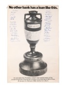 THE ORIGINAL ASHES URN VISITS AUSTRALIA - JANUARY 1988: The advertising poster announcing the short visit of the Ashes Urn to the State Bank, Martin Place, during the 87-88 Ashes Series in Australia; the poster has been attractively signed in ink by the A