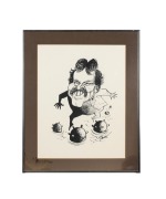 An original WEG caricature, signed and dated 1980 at lower left, depicting AFL CEO Ross Oakley and his characteristic tendency to bulldoze the opposition, framed and glazed, 58 x 78.5cm overall, together with eight framed and glazed artworks or photograph - 6