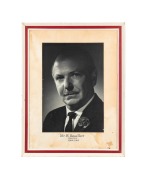 SOUTH MELBOURNE SWANS PRESIDENTS: Two photo-portraits, one of W. Ross Tait (club president 1960-63), the other of Chas V. Ridgway (club president 1964-67), both framed and glazed, each 60.5 x 46cm overall. (2 items)