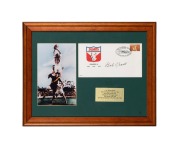 BOB PRATT: Two signed displays commemorating Pratt's career, each bearing Pratt's original signature; both attractively framed and glazed, the larger 55 x 44cm overall. - 2
