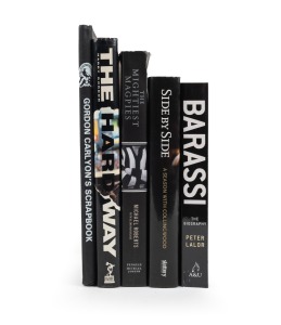 COLLINGWOOD: "Gordon Carlyon's Scrapbook 2" (signed and numbered #102) by the author (2002); "Side by Side - A Season with Collingwood" by Ryan (2009); "The Mightiest Magpies" by Roberts (2011); plus two other books: "The Hard Way" by Gordon (1990) and "Barassi - The Biography" by Lalor (2010). (5 vols.).