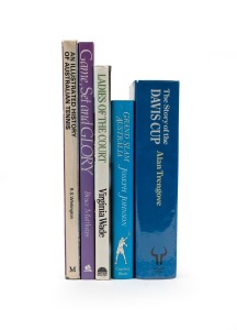 BOOKS: All hardcover with dust-jackets (where relevant): "An Illustrated History of Australian Tennis" by Whitington (1975); "Ladies of the Court" by Wade (1984); "Game, Set and Glory" by Matthews (1985); "Grand Slam Australia" by Johnson (1985); and, "The Story of the Davis Cup" by Trengove (1985). (5 vols).