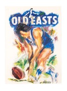 A folio of c. 1980s posters, all being the artwork of artist JOE GREENBERG, including a "Lions" footballer (2 examples), an "Eagles" footballer, a "Tigers" footballer, an "Evonne Cawley", and an "Old Easts" footballer (2 examples). (7 items) - 2
