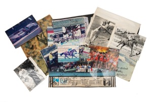 A collection of twenty c. 1990s and 2000s photographs, most of them autographed, featuring horse racing (Brett Prebble, Steven Arnold), AFL (Peter Daicos, 1990 Collingwood team), motorsports, and others. Generally poor to fair condition. (20 items)
