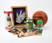 SIGNED ITEMS: Group of eight items including Ian Chappell signed 1972 Australian Cricket Magazine, Andrew Gaze signed basketball, Peter O'Malley signed and framed golf glove, Mark Waugh signed Herald Sun Poster, and others.
