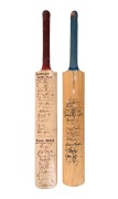 A full-size Gray-Nicolls bat with 27 signatures on the front of the blade headed "AUSTRALIAN REBEL TOUR 86-87", with the Australian team featuring Kim Hughes, Graham Yallop, and Carl Rackermann, and the South African team featuring Peter Kirsten and Clive
