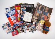 WESTERN BULLDOGS: An accumulation of c. 2000 mostly club-branded items, including Matchbox cars, membership cards, signed ephemera, Football Records, fobs, pin and button badges, a teddy bear, a stamp booklet, and many others. (qty.)