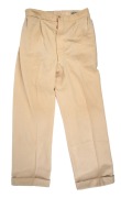 A pair of Clarrie Grimmett's pure wool cricket flannel trousers, circa early 1930s, with "Kaylo Gripu' label to rear waistband; much worn.
