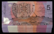 2005 FIVE DOLLARS (R.220c) Macfarlane/Henry, (100) in short runs of consecutive notes, Unc.