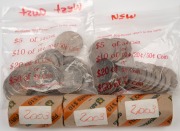 2003 Fifty Cents Volunteers: three complete Armaguard Security Rolls; together with bags of Fifty Cents 2001 Western Australia (20 coins) and New South Wales (20).