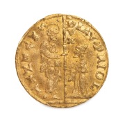 Italian States: VENICE, Lorenzo Priuli (1556-1559), gold ducat or zecchino (3.46g, 21mm), obv. DUX LAVR PRIO S.M.VENET, doge kneeling before St Mark, both holding flagpole, rev. SIT T XPE DA Q TV REGIS ISTE DUC, Christ in mandorla, surrounded by stars. Ve