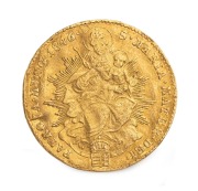 HUNGARY, Ferdinand I, gold ducat, 1846 (3.49g, 21mm) with latin text around the madonna and child with Hungarian coat of arms below.