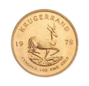 South Africa: 1978 1oz gold Krugerrand, with the famous prancing springbok reverse, EF.