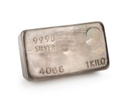 SILVER BULLION: 1 kilogram ABC silver ingot #4066.