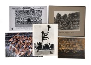 GEELONG: Group of team photographs for the years 1931 (Premiership year), 1946, one c. 1950s, 2009 & 2011 (Premiership years), together with 1950s press photograph of Bernie Smith taking a mark, plus one other; the largest 24 x 29cm overall. (6 items)