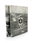 1936 BERLIN: BAHRENFELD Tobacco volumes 1 and 2, containing the full set of black and white photographs issued to celebrate the games; both volumes with original decorative dust jackets and all in good condition.