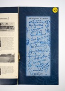 MCG 150th ANNIVERSARY: Keith Stackpole's invitation and dinner menu from the event that took place at the Long Room at the MCG, September 23, 2003; both with copious signatures, including those of Ron Barassi, Greg Chappell, Ian Chappell, Kevin Bartlett, - 2