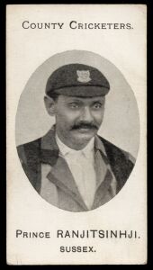 281a · 1907 TADDY & CO. [Grapnel Mixture] card depicting Prince Ranjisinhji, Sussex, a key card from the "County Cricketers" series, EF condition.