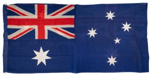 Australian flag flown at Ballarat Town Hall during the 1956 Melbourne Olympic Games; approx. 87 x 182cm.