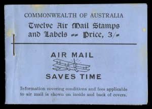 Booklets: 1929 (SG.B24) 3/- Blue cover, 3d Airmail; 3 complete panes of 4 (all superb); lacking one pane and 2 units from the 2nd pane of AIR MAIL labels; waxed interleaving and original staple all present. A couple of light discolourations to the front c