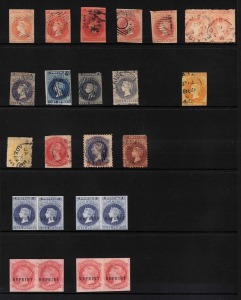 SOUTH AUSTRALIA: 1856-1905 range on pages, mainly singles, range with better earlies, incl. surcharges, 'OS' and reprint pairs. Could be some winners here! Mixed condition, (37).