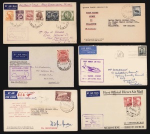 Aerophilately & Flight Covers: 1950-54 (between AAMC.1255 and 1345b) a group of first and special flight covers including, 14 Mar.1951 Aust. - Chile - Aust., 7 Sept.1953 Sydney - Hollandia, 3 signatures, 14 Nov.1953 Sydney - Bangkok, signed, 13 Mar.1954 '