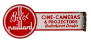 BOLEX PAILLARD, Cine-Cameras & Projectors, Authorised Dealer. Attractive vintage enamel double sided advertising sign. 31 x 73cm.