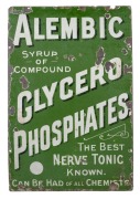 "ALEMBIC GYCLERO PHOSPHATES" vintage enamel sign, 68 x 46cm overall.