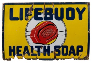 "LIFEBUOY HEALTH SOAP" vintage enamel advertising sign. 61 x 91cm.