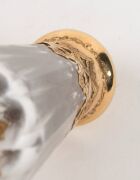 An antique French faceted crystal scent bottle with 14ct gold mounts, retaining original internal stopper, 19th century, 12cm high. - 3
