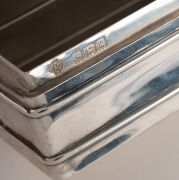 An antique sterling silver cigarette box with cedar lining; together with an Art Nouveau sterling silver jewellery box, (2 items), 10cm and 13cm wide, 459 grams total including lining. - 5