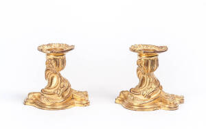 Pair of French 19th century ormolu candle holders. Height 8cm.  