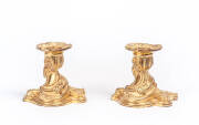 Pair of French 19th century ormolu candle holders. Height 8cm.  