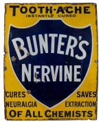 "BUNTER'S NERVINE" vintage enamel advertising sign. 79 x 61cm.
