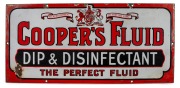 "COOPER'S FLUID DIP & DISINFECTANT" vintage enamel advertising sign, ​​​​​​​23 x 51cm.